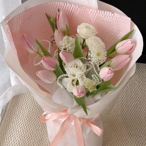 Soft Pink Tulips Flowers Bouquet