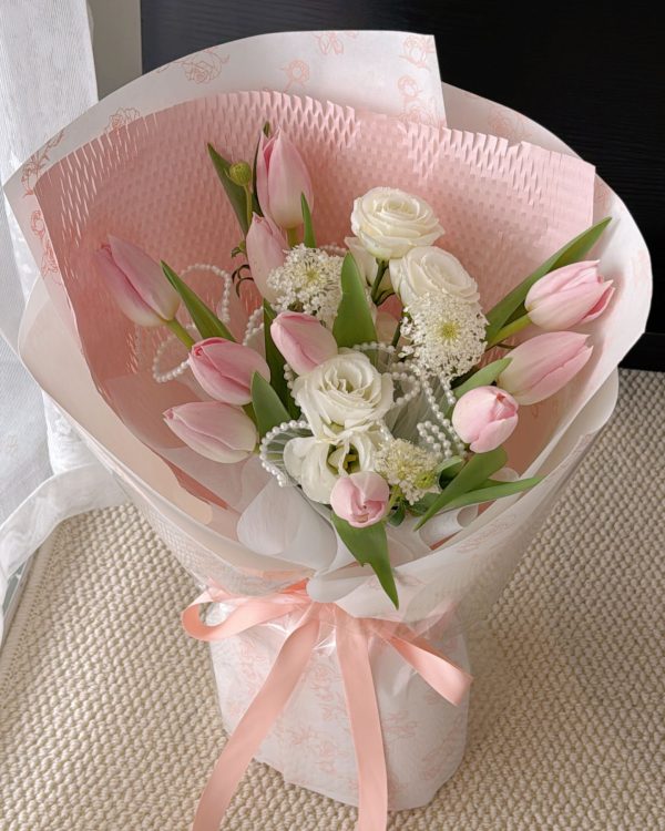 Soft Pink Tulips Flowers Bouquet