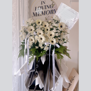 White Serenity Tribute | Condolence Flower Stand