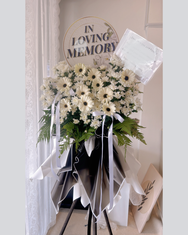 White Serenity Tribute | Condolence Flower Stand